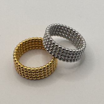 Anillo Beads Band Oro Laminado 18k - 8, Plateado