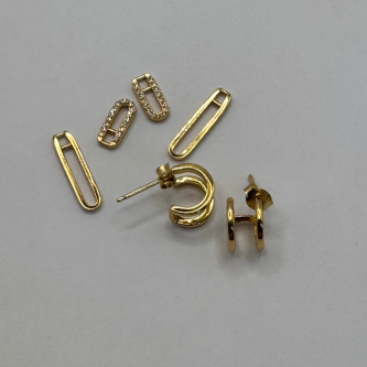 Aretes Duo Link Oro Laminado 18k