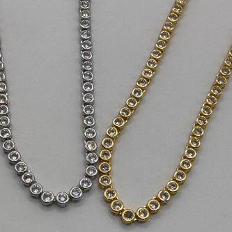 Cadena Choker Crystal Silver Oro Laminado 18k - Dorado